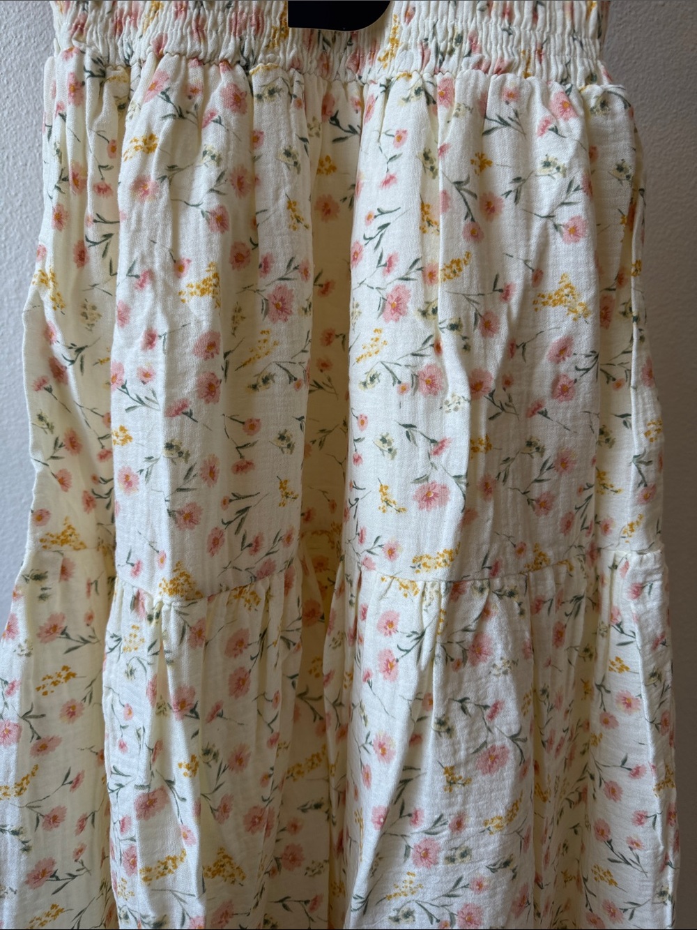Cream Floral Smocked Maxi Dress - Picture 3 of 6